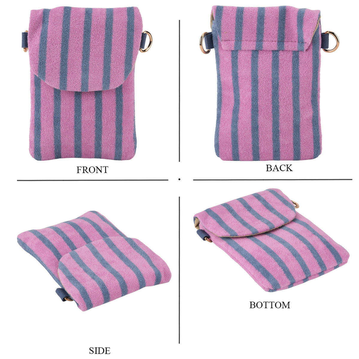 Striped Pattern Phone Sling Bag With Adjustable Shoulder Strap - Purple &amp; Blue V32606070 4