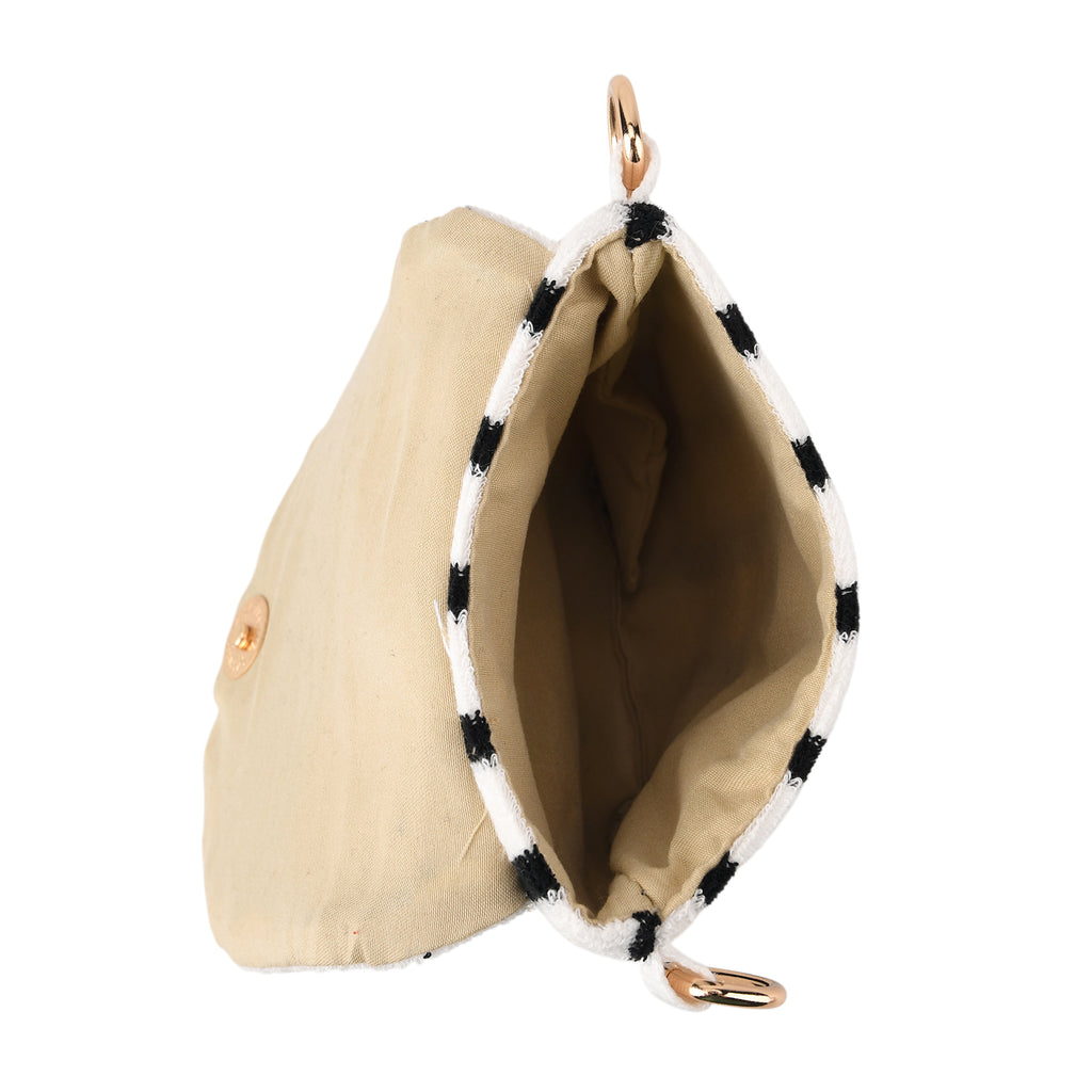 Striped Pattern Phone Sling Bag With Adjustable Shoulder Strap - White & Black_8503237_5
