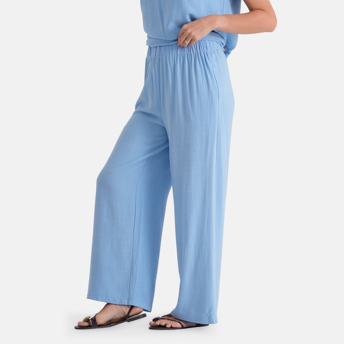 &amp; Maisi Viscose Wide-Leg Trousers (Size M, 12-14) - Light Blue V32665610 3
