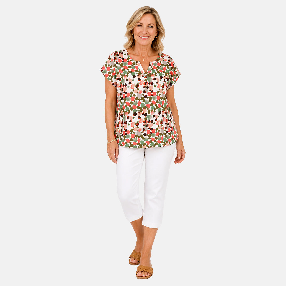 Pure And Natural Dropped Shoulder Y-Notch Bound Neck Tee 8503333 0