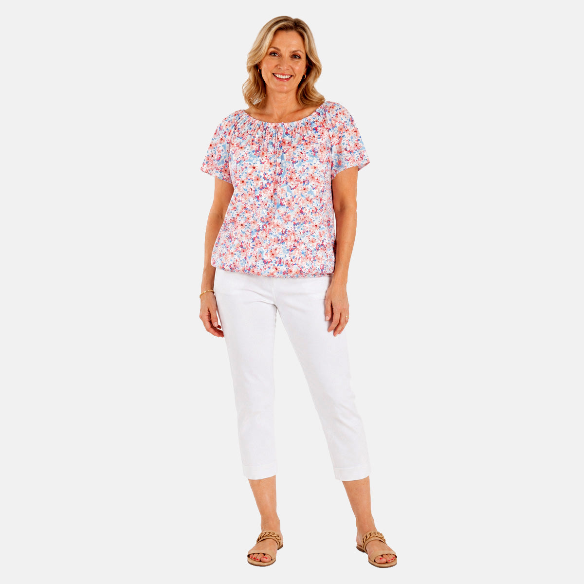 Pure And Natural Elasticated Neck Top (Size L, 16 to 18) - Peach V32650166 0