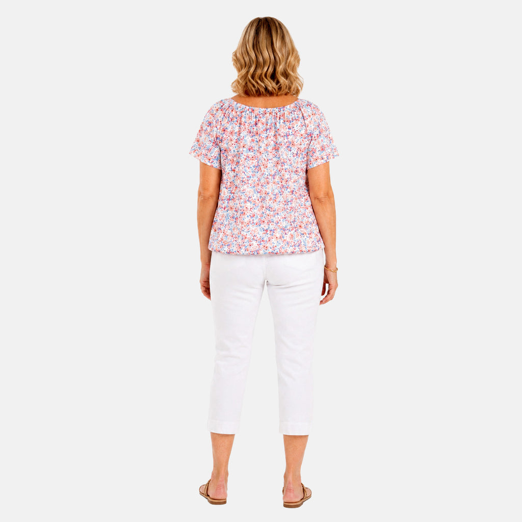 Pure And Natural Elasticated Neck Top (Size S, 8 to 10) - Peach_8503354_1