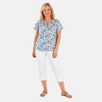 Pure And Natural Elasticated Neck Top (Size S, 8 to 10) - Blue_8503358