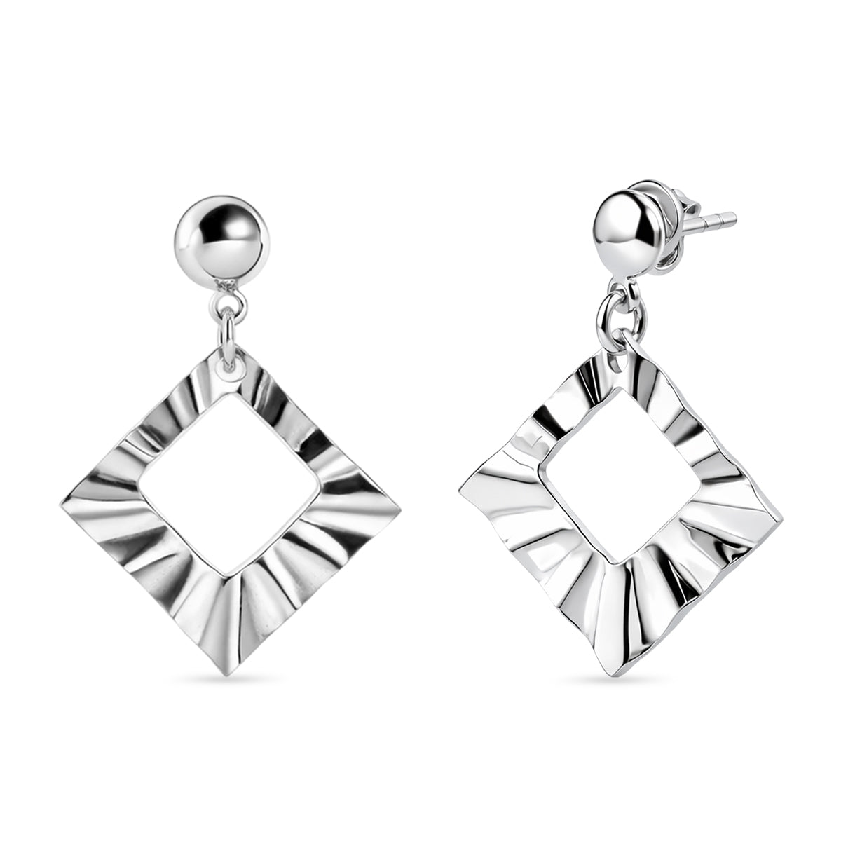 Close Out Deal - Sterling Silver Rhombus Drop Earring with Push Back 8503401 0