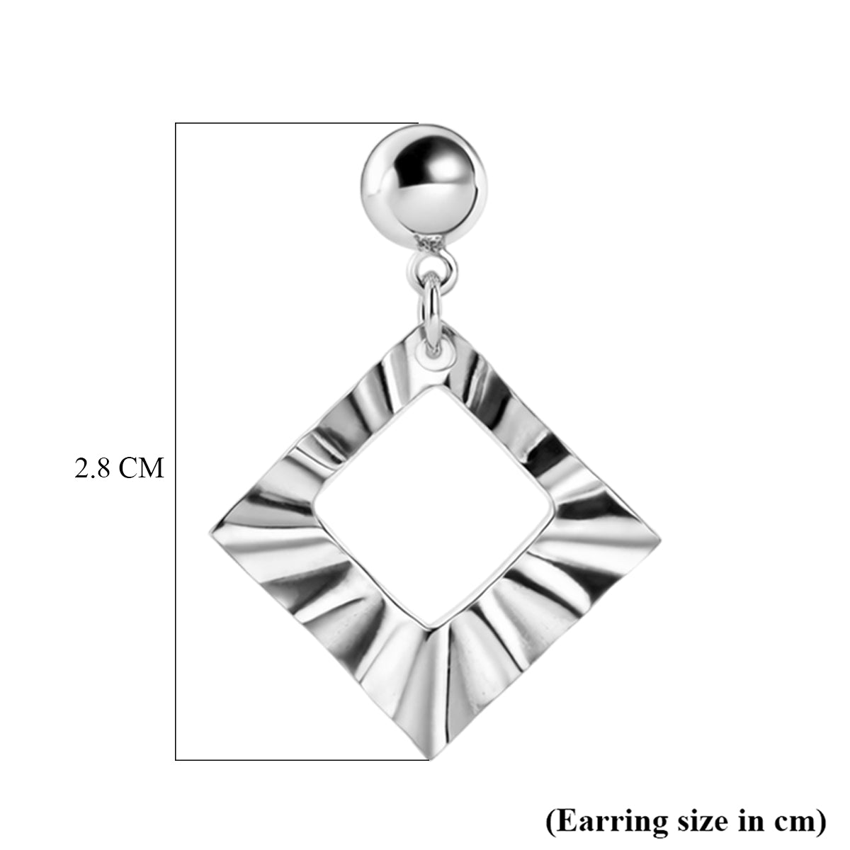 Close Out Deal - Sterling Silver Rhombus Drop Earring with Push Back 8503401 4
