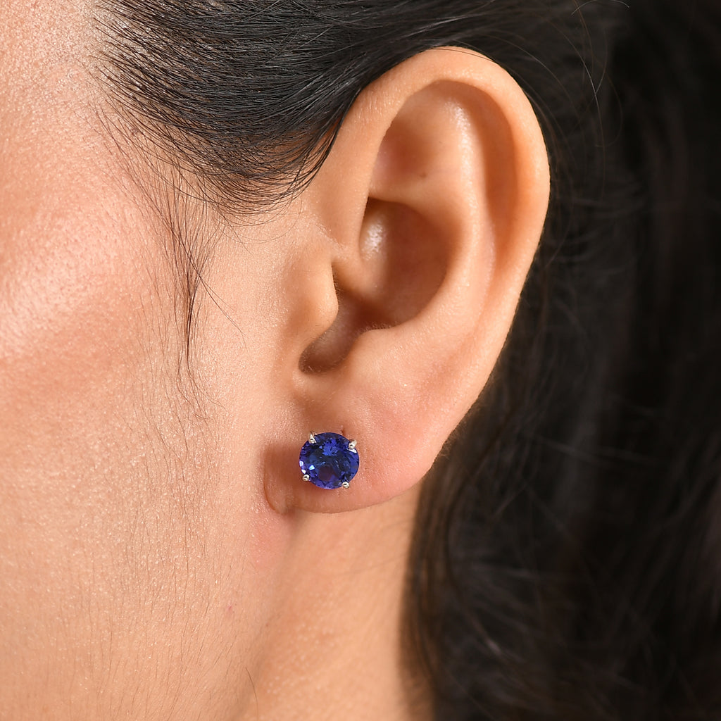 RHAPSODY 950 Platinum AAAA Tanzanite Solitaire Stud Earring with Screw Back 4.00 Cts_8503530_1