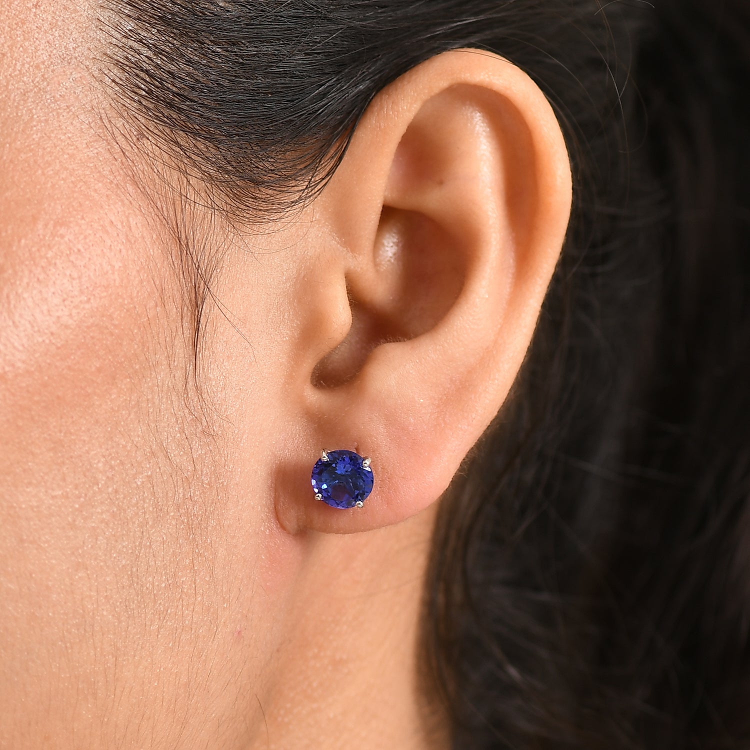950 Platinum AAAA Tanzanite Solitaire Stud Earring with Screw Back 3.95 Ct. 8503530 2