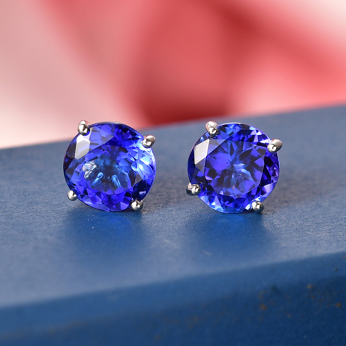950 Platinum AAAA Tanzanite Solitaire Stud Earring with Screw Back 3.95 Ct. 8503530 3