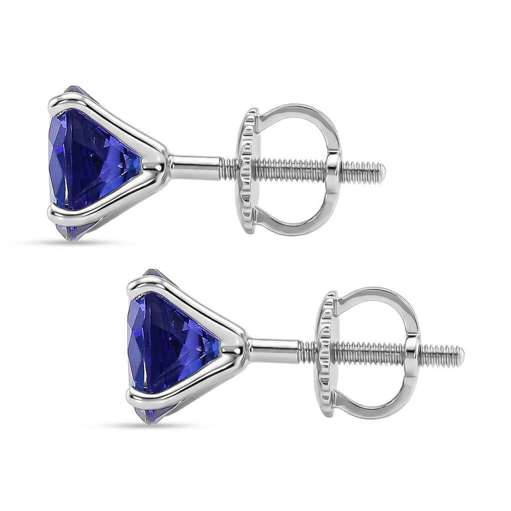 RHAPSODY 950 Platinum AAAA Tanzanite Solitaire Stud Earring with Screw Back 4.00 Cts_8503530_3