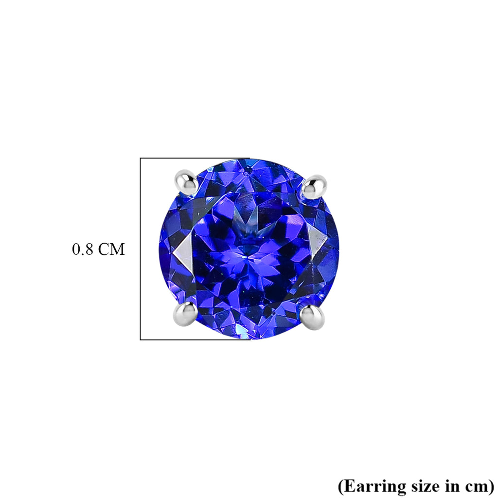 RHAPSODY 950 Platinum AAAA Tanzanite Solitaire Stud Earring with Screw Back 4.00 Cts_8503530_4
