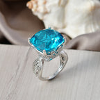 D'Joy Capri Blue Triplet Quartz & White Zircon Ring in Rhodium Overlay Sterling Silver 16.46 Ct._8503617_1