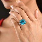 D'Joy Capri Blue Triplet Quartz & White Zircon Ring in Rhodium Overlay Sterling Silver 16.46 Ct._8503617_2