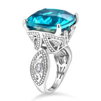 D'Joy Capri Blue Triplet Quartz & White Zircon Ring in Rhodium Overlay Sterling Silver 16.46 Ct._8503617_3