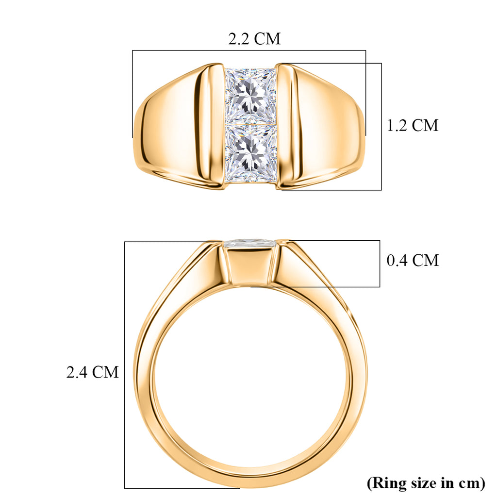 EverTrue - White Cubic Zirconia Band Ring in Yellow Gold Tone 1.84  Ct._8503674_5