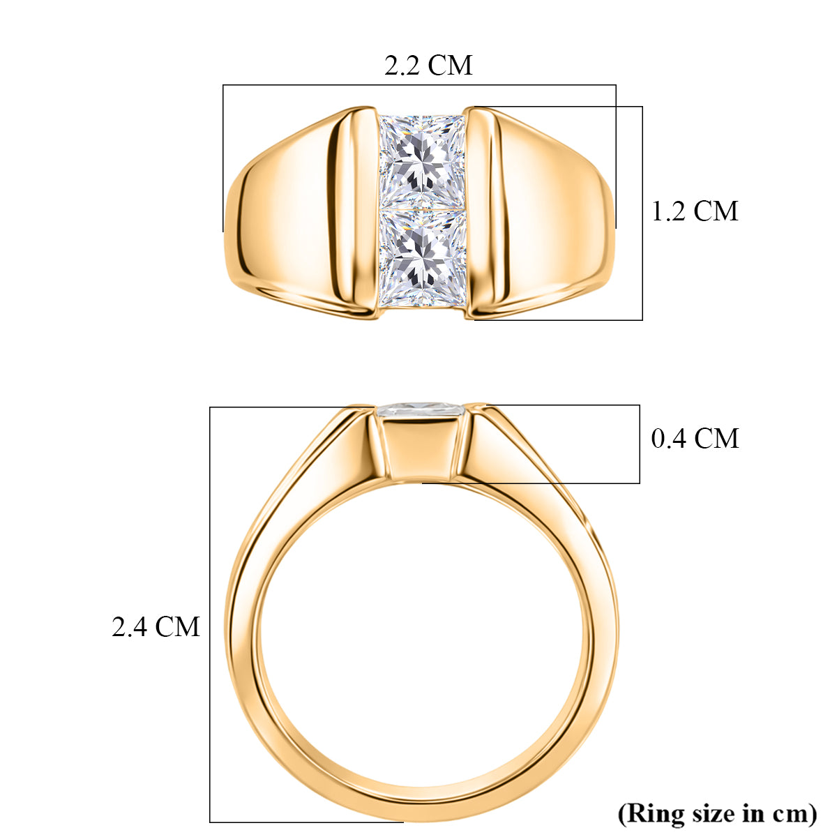 EverTrue - White Cubic Zirconia Band Ring in Yellow Gold Tone 1.84  Ct. V32514755 6