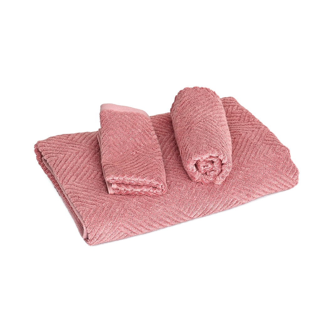 LIVMORE Set of 3 Bamboo Towels - 500GSM -INC:  Face Towel 33x34 CM, Hand Towel 33x73 CM, Bath Sheet 70x140 CM - Pink_8503684