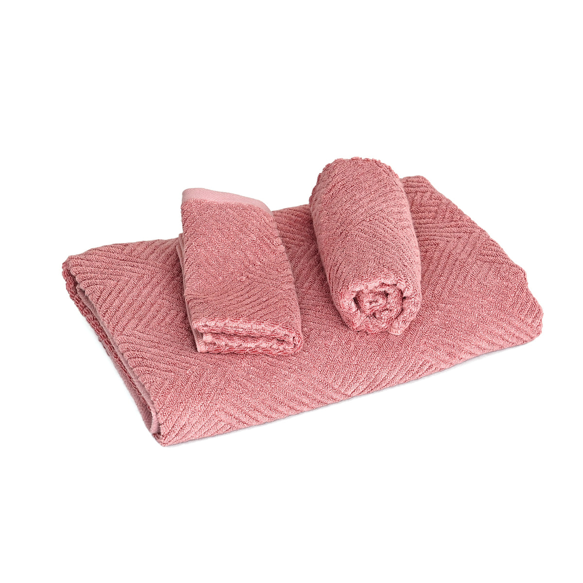 LIVMORE Set of 3 Bamboo Towels - 500GSM -INC:  Face Towel 33x34 CM, Hand Towel 33x73 CM, Bath Sheet 70x140 CM - Pink V32581718 0
