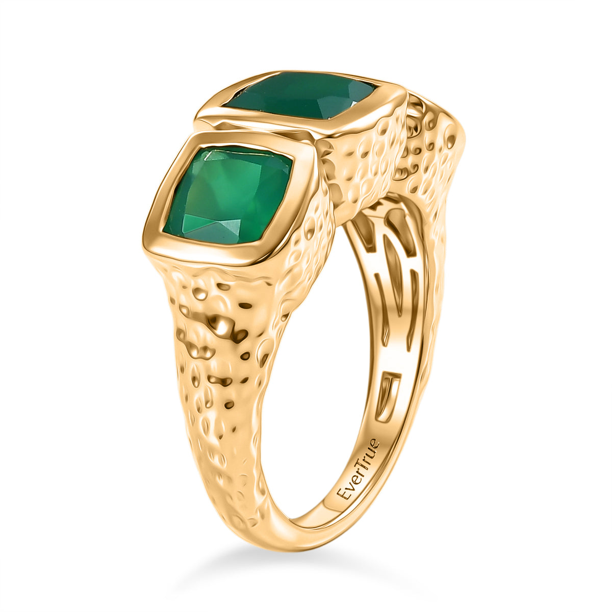 EverTrue - Green Onyx Trilogy Ring in Yellow GoldTone 3.25 Ct. 8503689 3