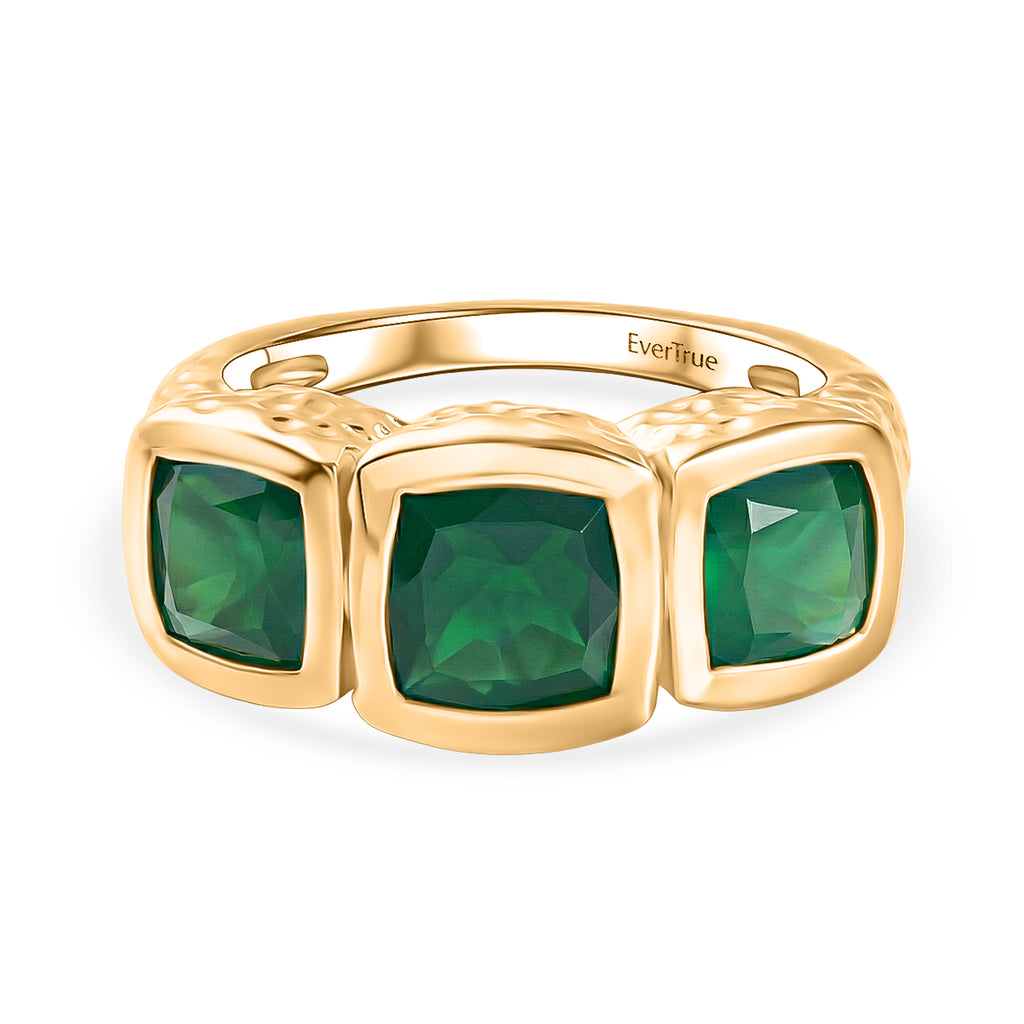 EverTrue - Green Onyx Trilogy Ring in Yellow GoldTone 3.25 Ct._8503692