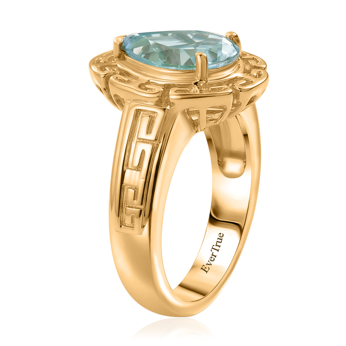 EverTrue - Skyblue Topaz Pear Cut Solitaire Ring in Yellow Gold Tone 2.73 Ct. V32489763 4