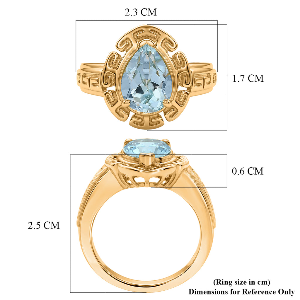 EverTrue - Skyblue Topaz Pear Cut Solitaire Ring in Yellow Gold Tone 2.73 Ct._8503698_5