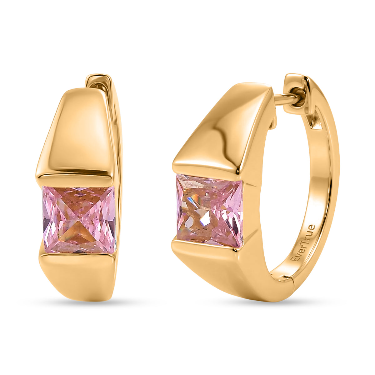 EverTrue - Pink Cubic Zirconia Full Hoop Earring in Yellow Gold Tone 3.60 Ct. V32490000 0