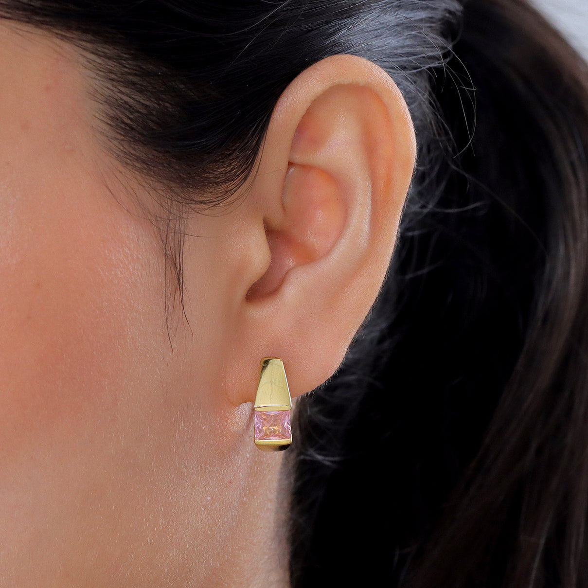 EverTrue - Pink Cubic Zirconia Full Hoop Earring in Yellow Gold Tone 3.60 Ct. V32490000 2