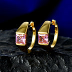 EverTrue - Pink Cubic Zirconia Full Hoop Earring in Yellow Gold Tone 3.60 Ct._8503750_2