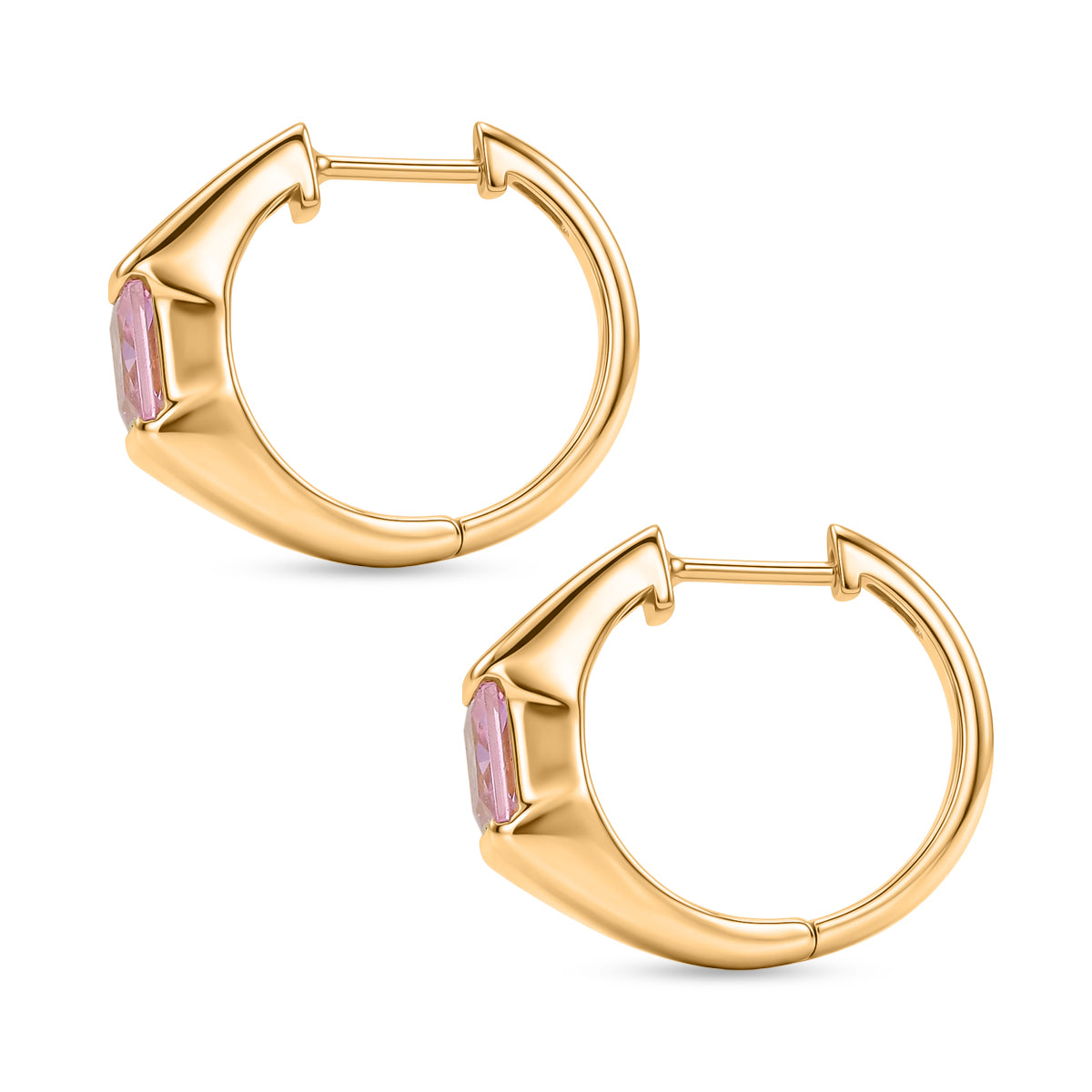EverTrue - Pink Cubic Zirconia Full Hoop Earring in Yellow Gold Tone 3.60 Ct. V32490000 4