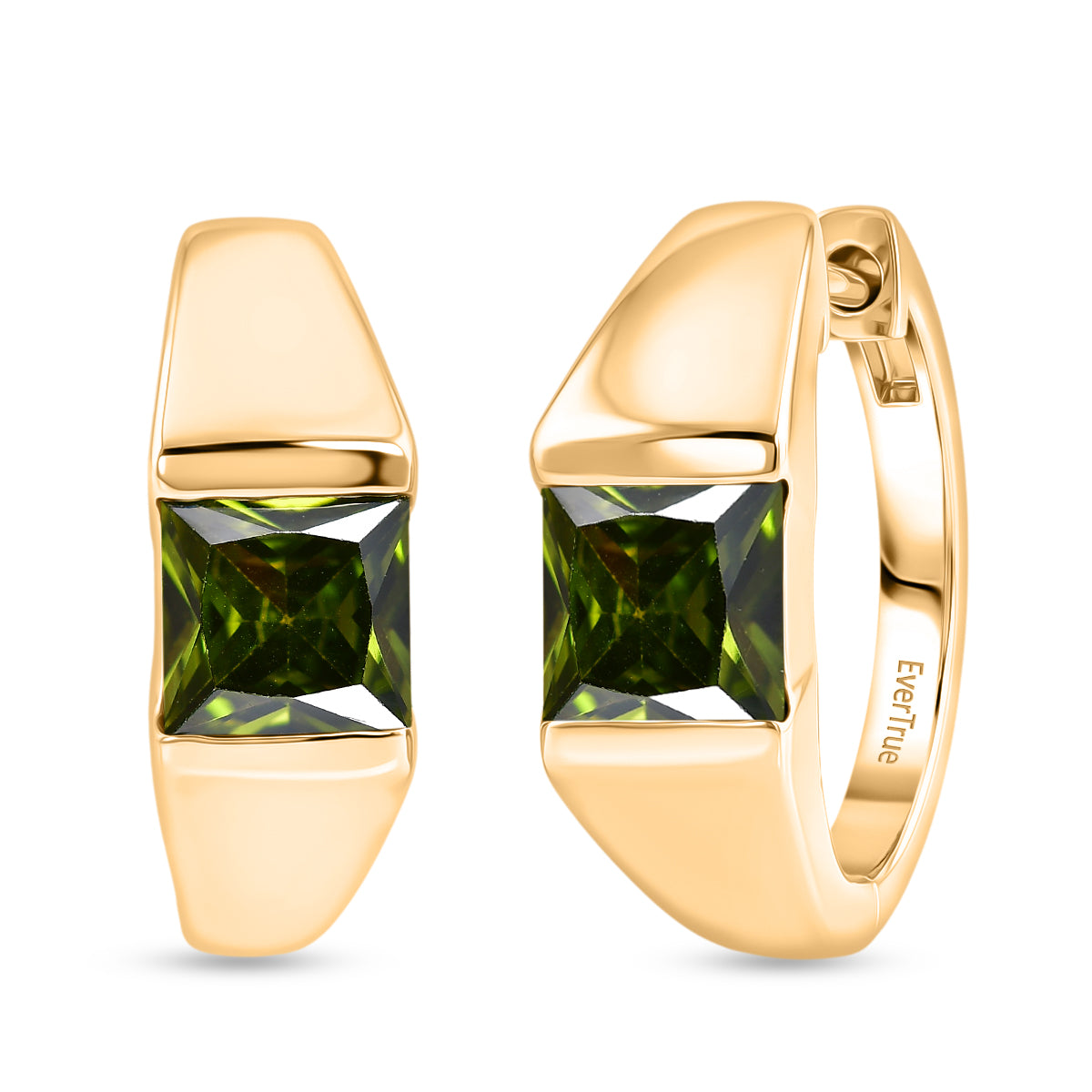 EverTrue - Green Cubic Zirconia Full Hoop Earring in Yellow Gold Tone 3.50 Ct. 8503752 0