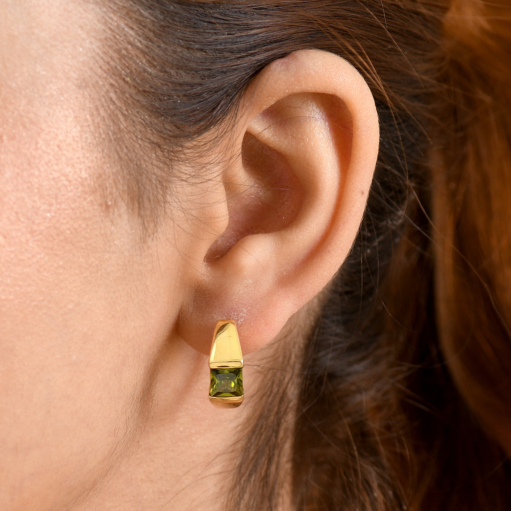 EverTrue - Green Cubic Zirconia Full Hoop Earring in Yellow Gold Tone 3.50 Ct._8503752_1