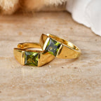 EverTrue - Green Cubic Zirconia Full Hoop Earring in Yellow Gold Tone 3.50 Ct._8503752_2