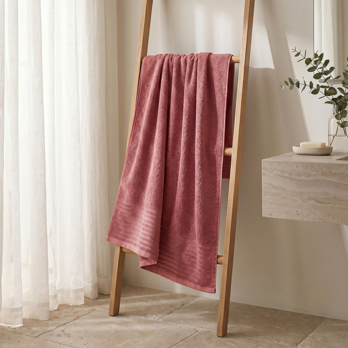 LIVMORE Premium Large Bamboo Bath Sheet (160 x 80cm) - Rose 8503841 0
