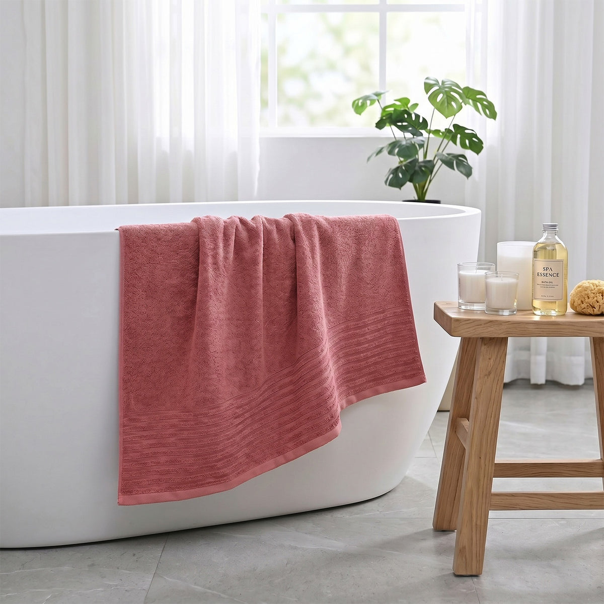 LIVMORE Premium Large Bamboo Bath Sheet (160 x 80cm) - Rose 8503841 3