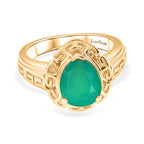 EverTrue - Green Onyx Pear Cut Solitaire Ring in Yellow Gold Tone 2.28 Ct._8503869