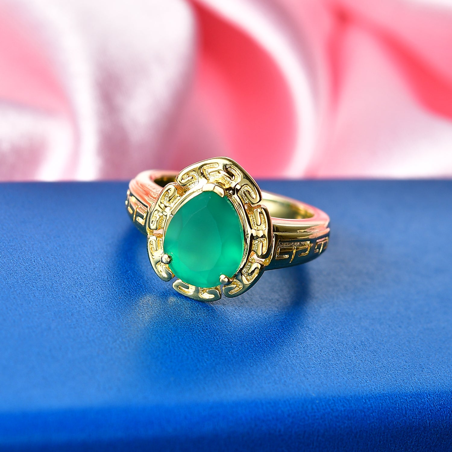 EverTrue - Green Onyx Pear Cut Solitaire Ring in Yellow Gold Tone 2.28 Ct. V32514911 3