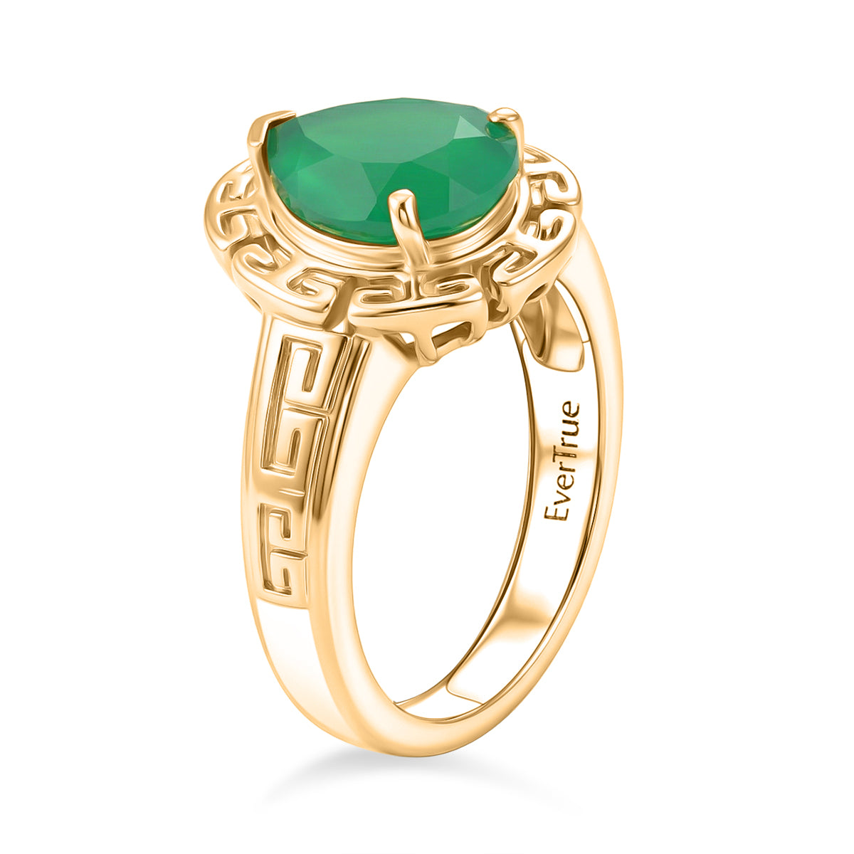 EverTrue - Green Onyx Pear Cut Solitaire Ring in Yellow Gold Tone 2.28 Ct. V32514911 4