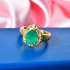 EverTrue - Green Onyx Pear Cut Solitaire Ring in Yellow Gold Tone 2.28 Ct._8503871_2