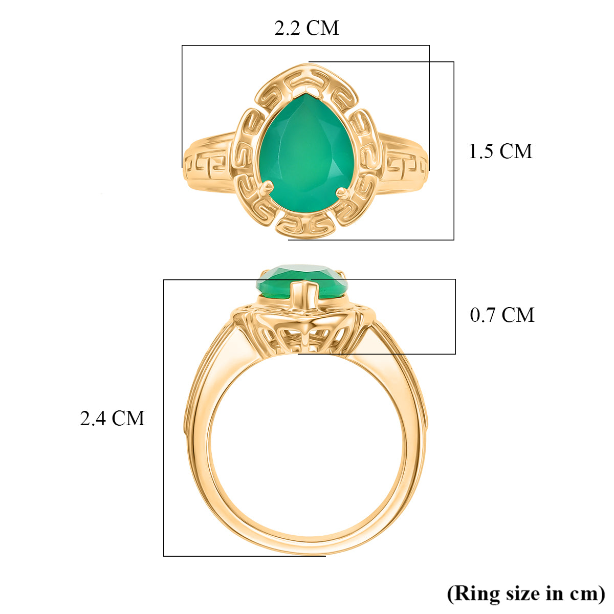 EverTrue - Green Onyx Pear Cut Solitaire Ring in Yellow Gold Tone 2.28 Ct. V32513592 6