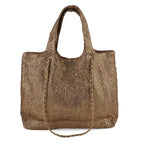 Elegant Shimmering Tote Bag with Chain Strap - Bronze_8504095