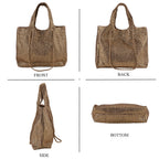 Elegant Shimmering Tote Bag with Chain Strap - Bronze_8504095_4
