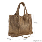 Elegant Shimmering Tote Bag with Chain Strap - Bronze_8504095_6