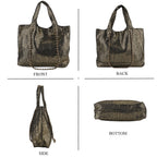 Elegant Shimmering Tote Bag with Chain Strap - Black_8504097_4