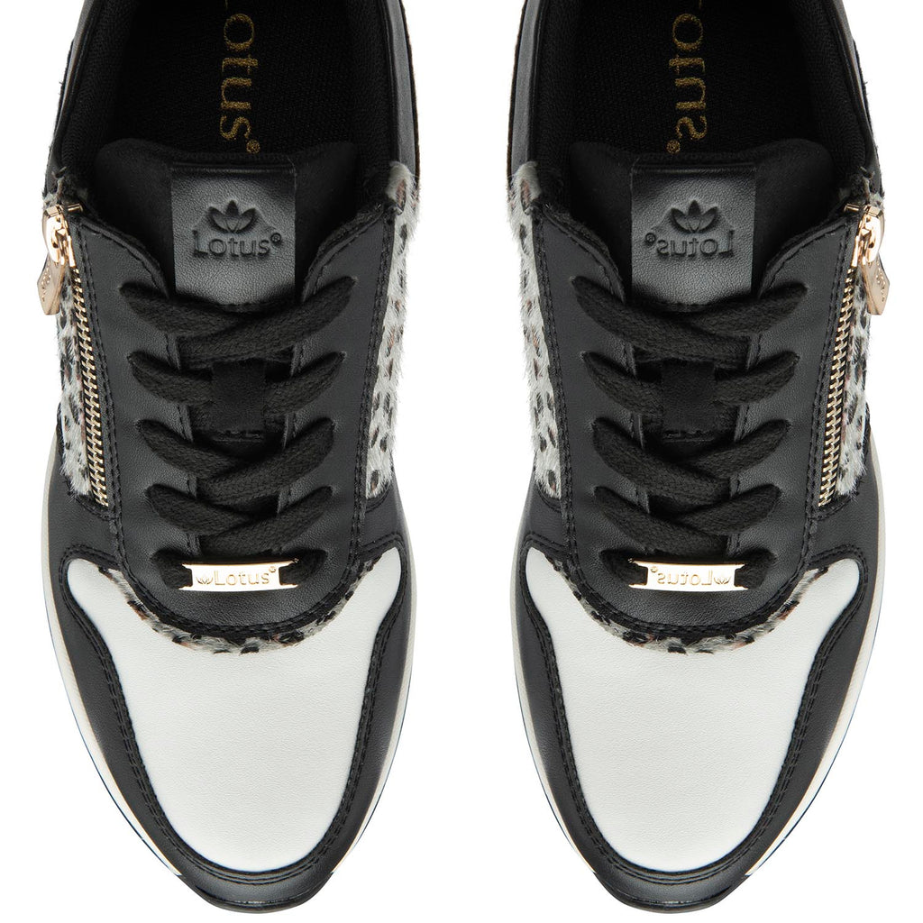 Lotus Moore Womens Wedge Animal Print Sneakers (Size 4) - Black & White_8504111_2