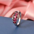 D'Joy Rhodolite Garnet & White Zircon 5 Stone Ring in Platinum Overlay Sterling Silver 1.80 Ct._8504256_2