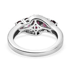 D'Joy Rhodolite Garnet & White Zircon 5 Stone Ring in Platinum Overlay Sterling Silver 1.80 Ct._8504256_4