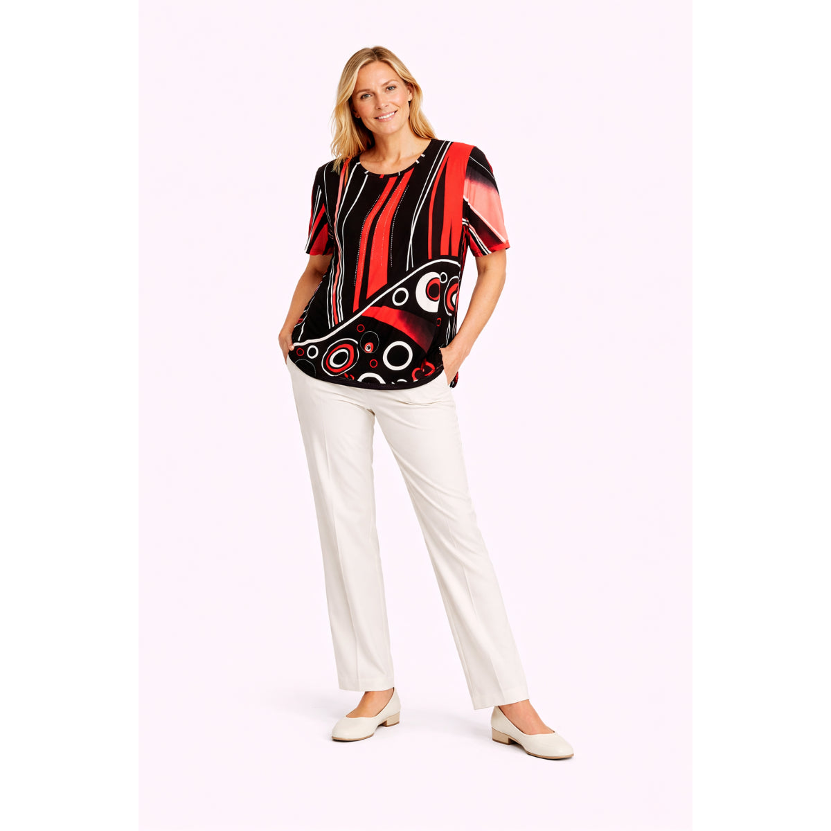 Pure And Natural Ladies Printed Top (Size 14 to 16) - Red V32653243 0