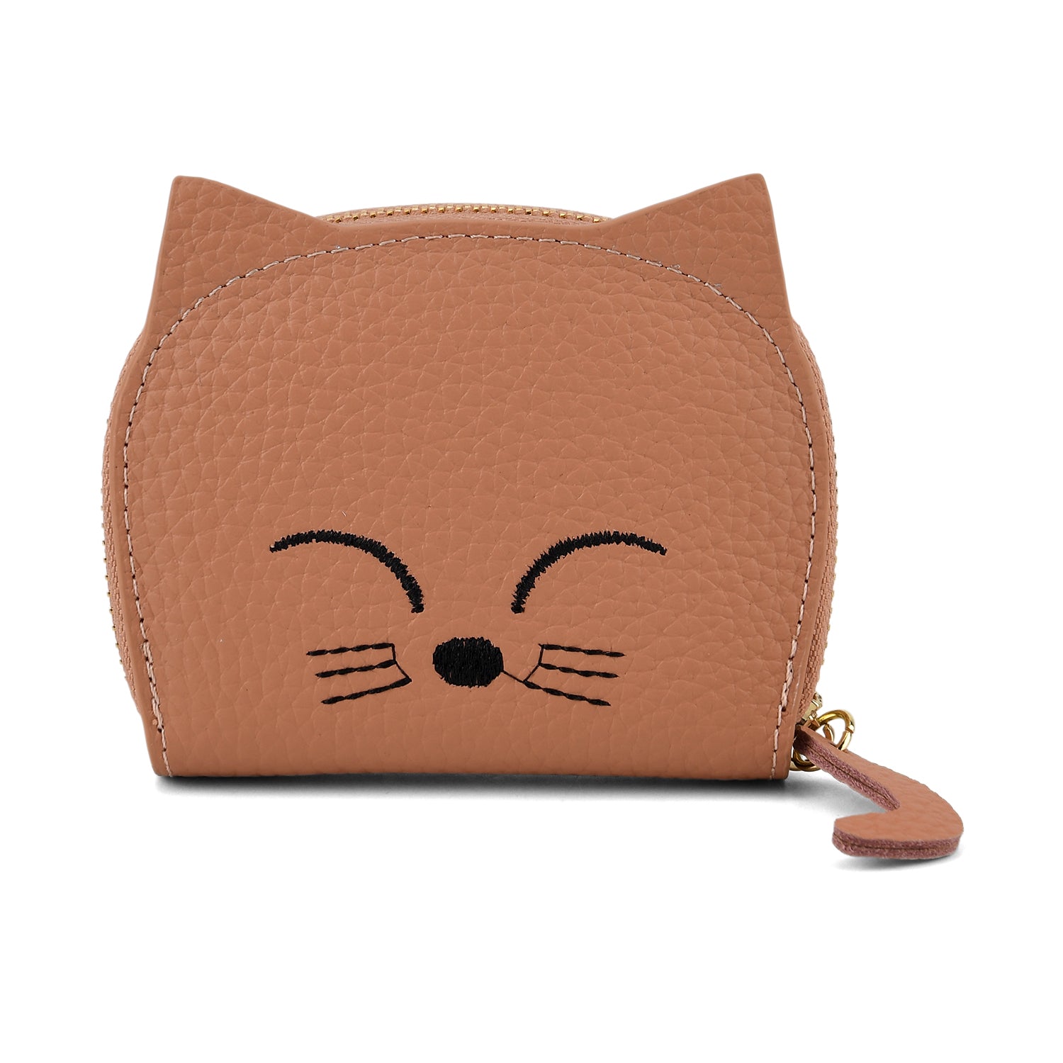 Genuine Leather RFID Blocking Novelty Cat Wallet - Dusty Rose V32526998 0