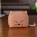 Genuine Leather RFID Blocking Novelty Cat Wallet - Dusty Rose_8504774_1