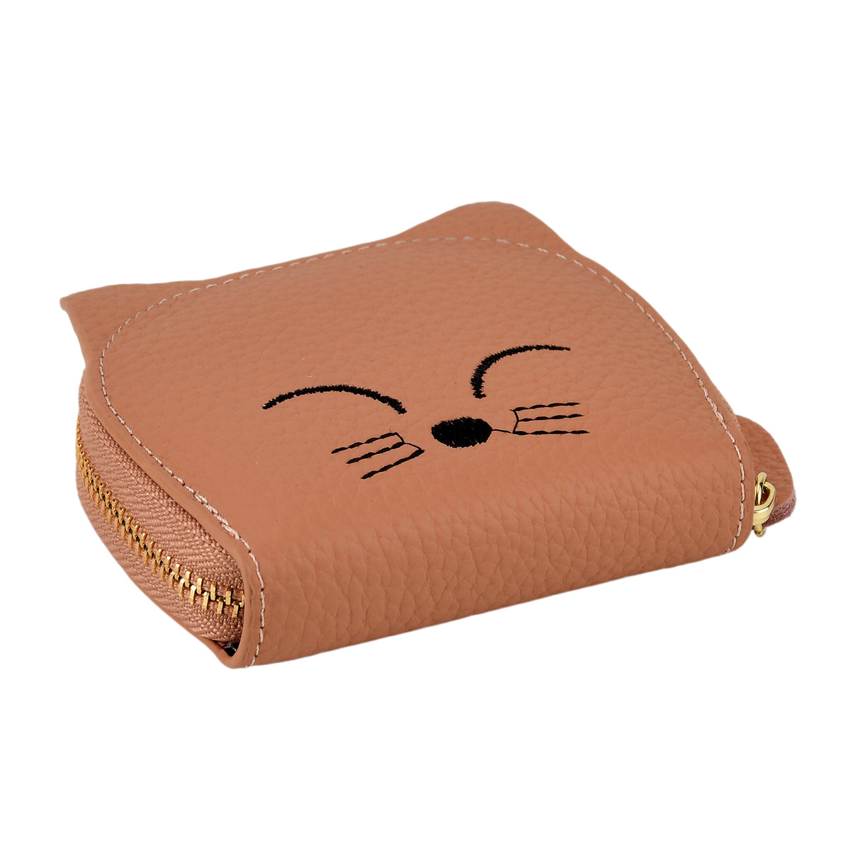 Genuine Leather RFID Blocking Novelty Cat Wallet - Dusty Rose V32526998 8